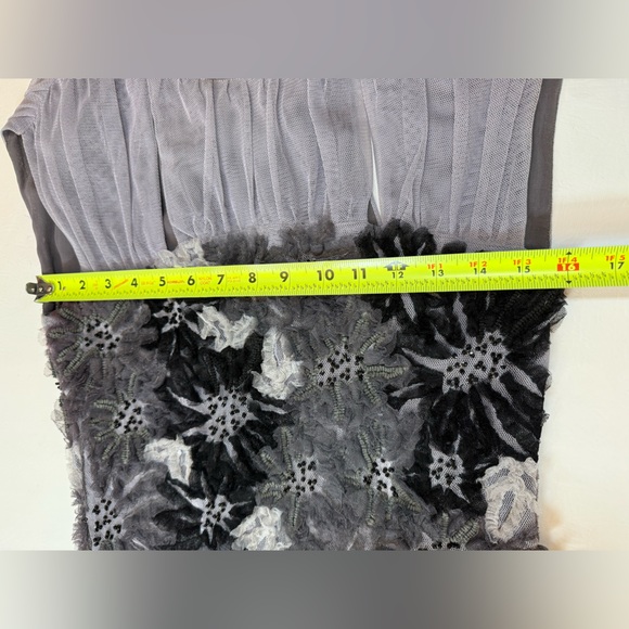 Tory Burch Faith Dress XS grey floral double lined midi sleeveless FLAW (bin G) - Picture 16 of 16